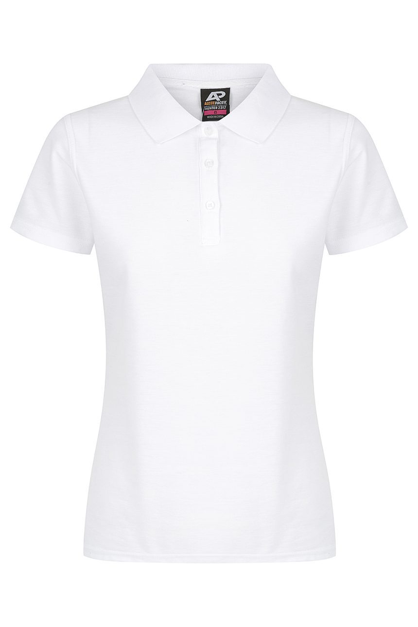 Front View of HUNTER LADY POLOS - W2312 -  sold by Ideal Workwear www.Idealworkwear.com.au