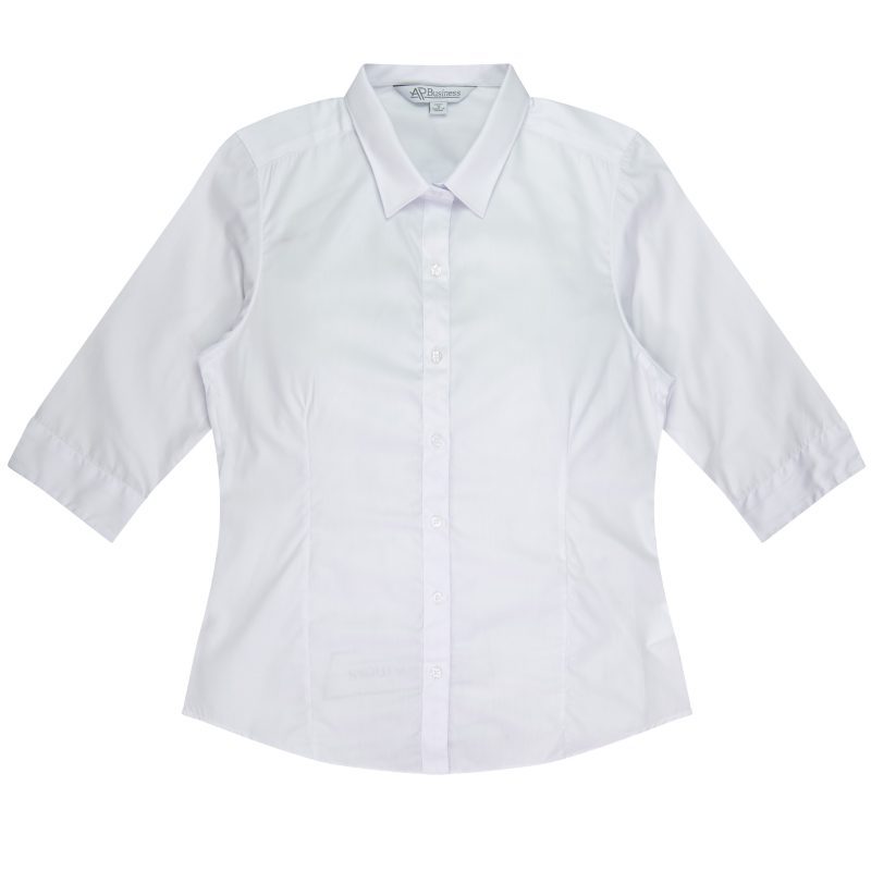 Front View of IdealWOOD LADY SHIRT 3/4 SLEEVE - W2910T -  sold by Ideal Workwear www.Idealworkwear.com.au