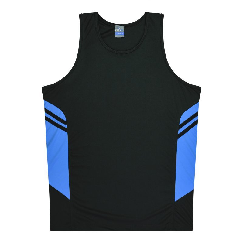 Front View of TASMAN MENS SINGLETS - W1111 - AUSSIE PACIFIC sold by Ideal Workwear www.Idealworkwear.com.au