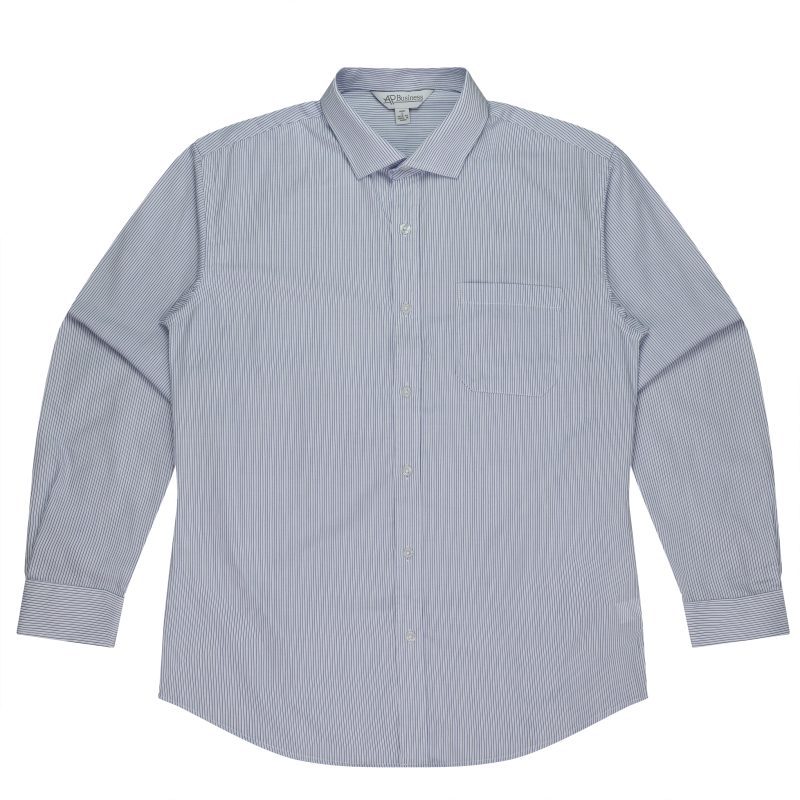 Front View of HENLEY MENS SHIRT LONG SLEEVE - W1900L -  sold by Ideal Workwear www.Idealworkwear.com.au