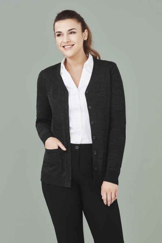 CK045LC - Womens Button Front Cardigan - Biz Care  sold by Ideal Workwear  www.Idealworkwear.com.au