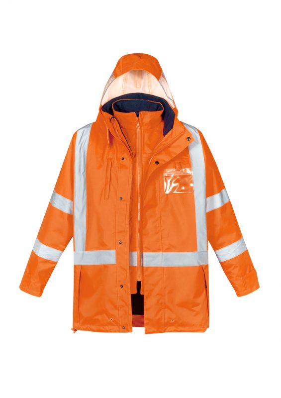 ZJ616 - Mens Hi Vis X Back Taped 4 in 1 Waterproof Jacket - Syzmik sold by Ideal Workwear  www.Idealworkwear.com.au