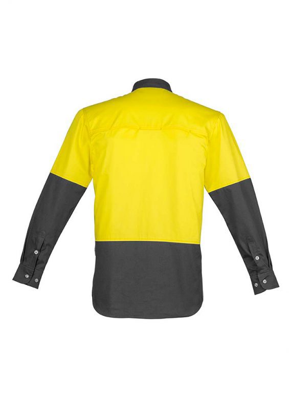 ZW122 - Mens Hi Vis Spliced Industrial Shirt - Syzmik sold by Ideal Workwear  www.Idealworkwear.com.au