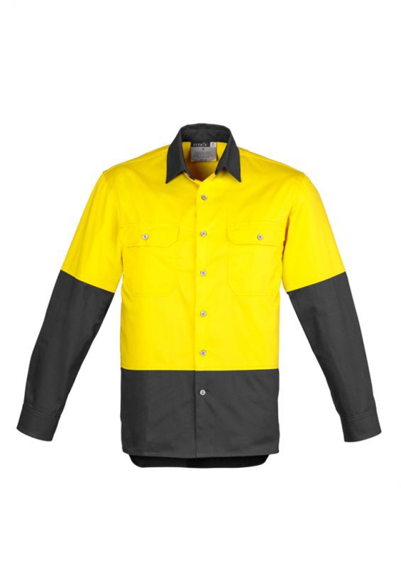 ZW122 - Mens Hi Vis Spliced Industrial Shirt - Syzmik sold by Ideal Workwear  www.Idealworkwear.com.au