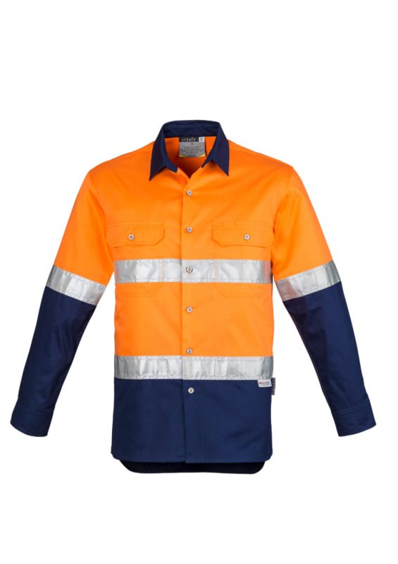ZW123 - Mens Hi Vis Spliced Industrial Shirt - Hoop Taped - Syzmik sold by Ideal Workwear  www.Idealworkwear.com.au
