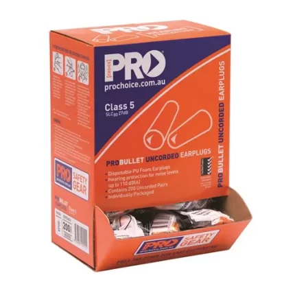 ProChoice® Probullet Disposable Uncorded Earplugs Uncorded Box of 200 sold by Ideal Workwear at www.Idealworkwear.com.au
