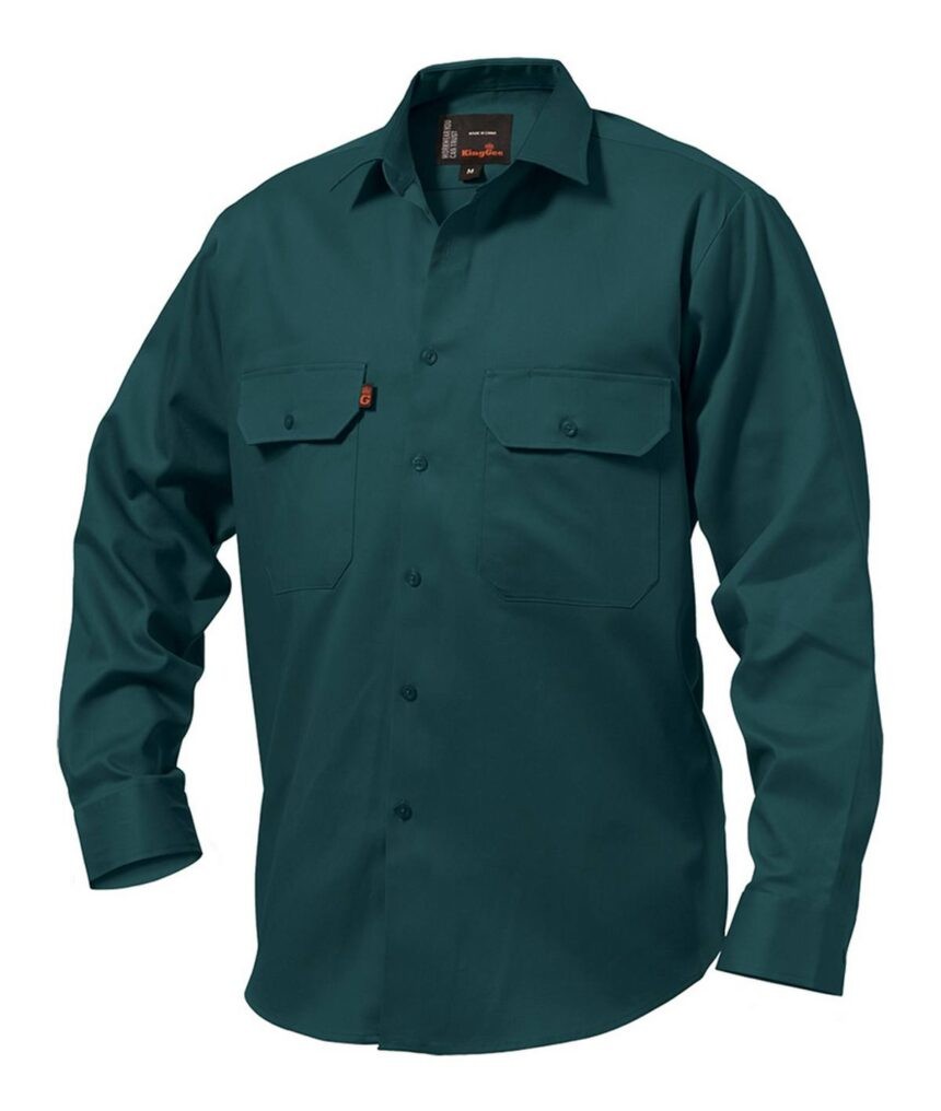 KingGee Mens Open Front Drill Shirt Long Sleeve - K04010 - KingGee sold by Ideal Workwear www.kingworkwear.com.au