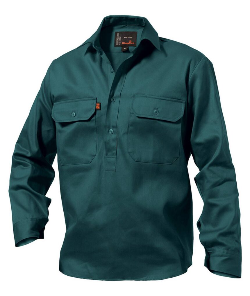 KingGee Mens Closed Front Drill Shirt Long Sleeve - K04020 - KingGee sold by Ideal Workwear www.kingworkwear.com.au