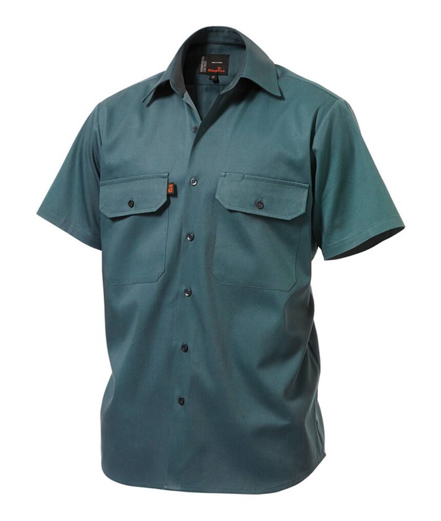 KingGee Mens Open Front Drill Shirt Short Sleeve - K04030 - KingGee sold by Ideal Workwear www.kingworkwear.com.au