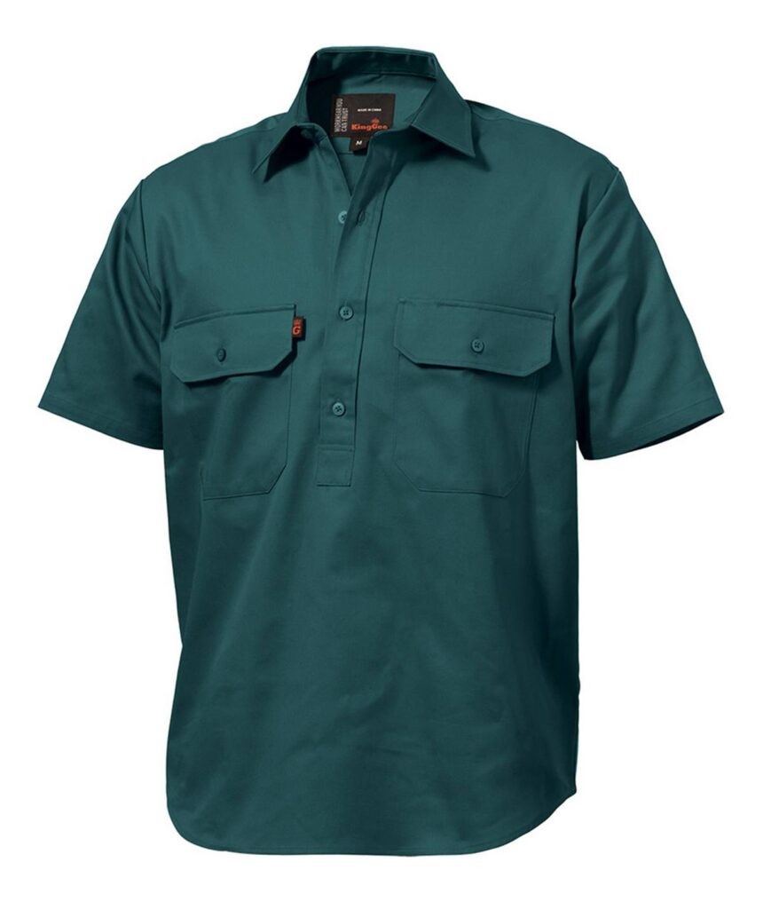 KingGee Mens Closed Front Drill Shirt Short Sleeve - K04060 - KingGee sold by Ideal Workwear www.kingworkwear.com.au