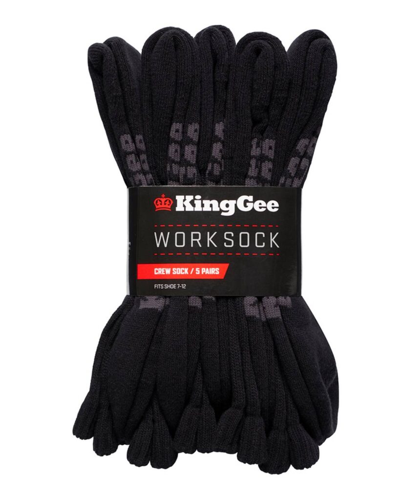 KingGee Mens Crew Cotton Work Sock - 5 Pack - K09035 - KingGee sold by Ideal Workwear www.kingworkwear.com.au