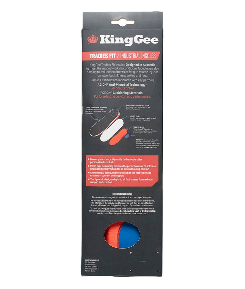 KingGee Mens Max Comfort Insoles - K09500 - KingGee sold by Ideal Workwear www.kingworkwear.com.au