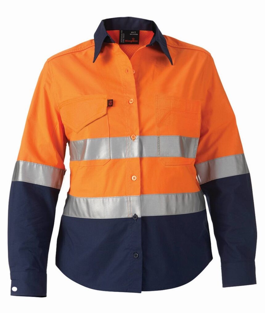KingGee Workcool2 Womens Hi Vis Ref Spliced Shirt Long Sleeve - K44544 - KingGee sold by Ideal Workwear www.kingworkwear.com.au
