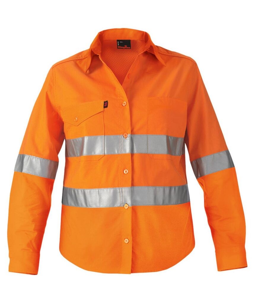KingGee Workcool2 Womens Hi Vis Ref Shirt Long Sleeve - K44545 - KingGee sold by Ideal Workwear www.kingworkwear.com.au