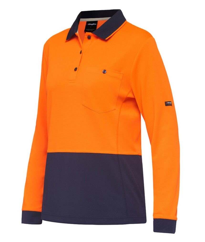 KingGee Workcool Hyperfreeze Womens Spliced Polo Long Sleeve - K44730 - KingGee sold by Ideal Workwear www.kingworkwear.com.au