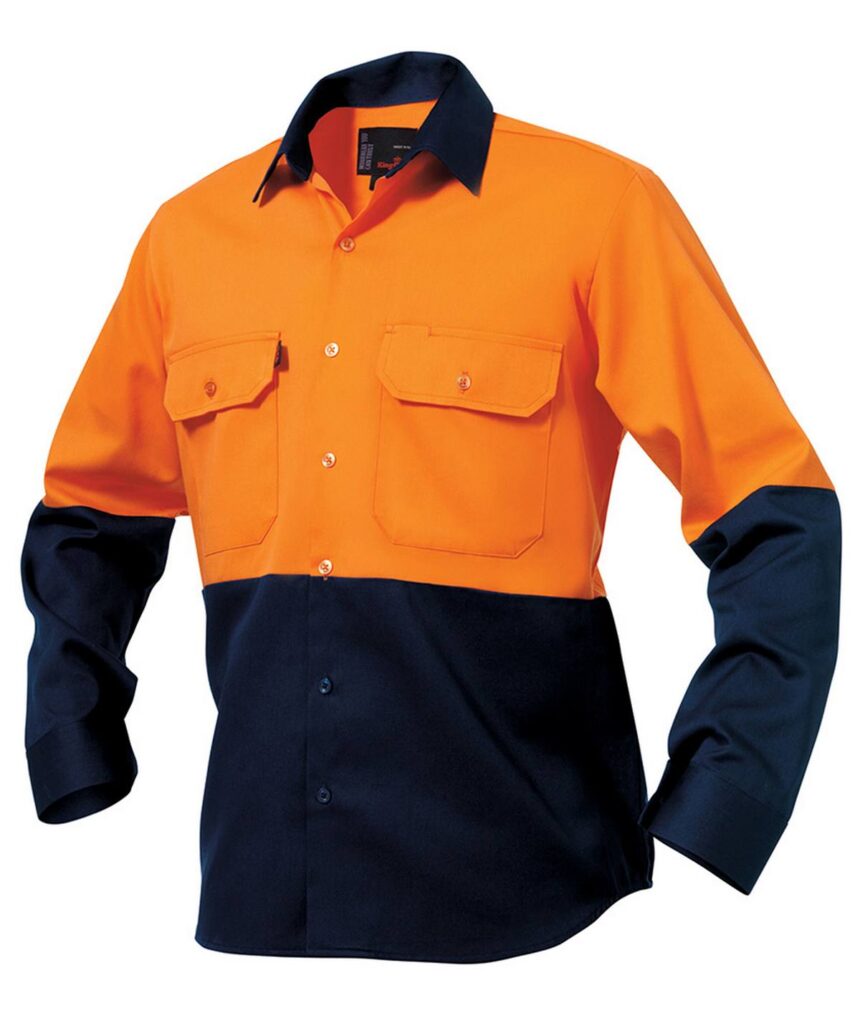 KingGee Mens Long Sleeve Spliced Open Front Drill Shirt - K54015 - KingGee sold by Ideal Workwear www.kingworkwear.com.au