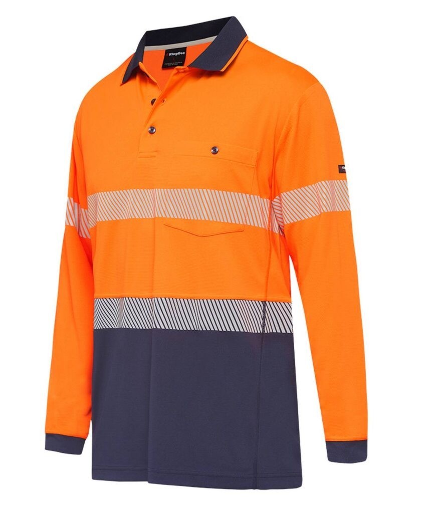 KingGee Mens Workcool Hyperfreeze Spliced Polo Long Sleeve Taped - K54225 - KingGee sold by Ideal Workwear www.kingworkwear.com.au
