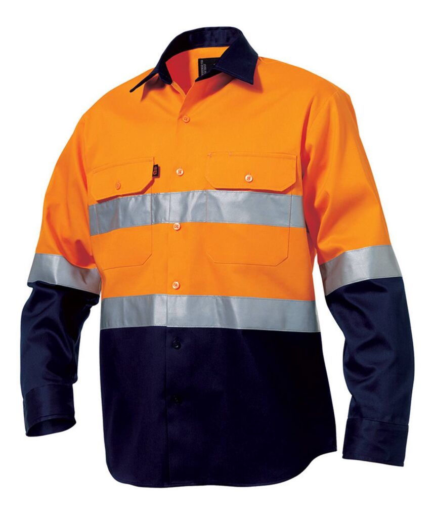 KingGee Mens Reflective Spliced Drill Shirt Long Sleeve - K54315 - KingGee sold by Ideal Workwear www.kingworkwear.com.au