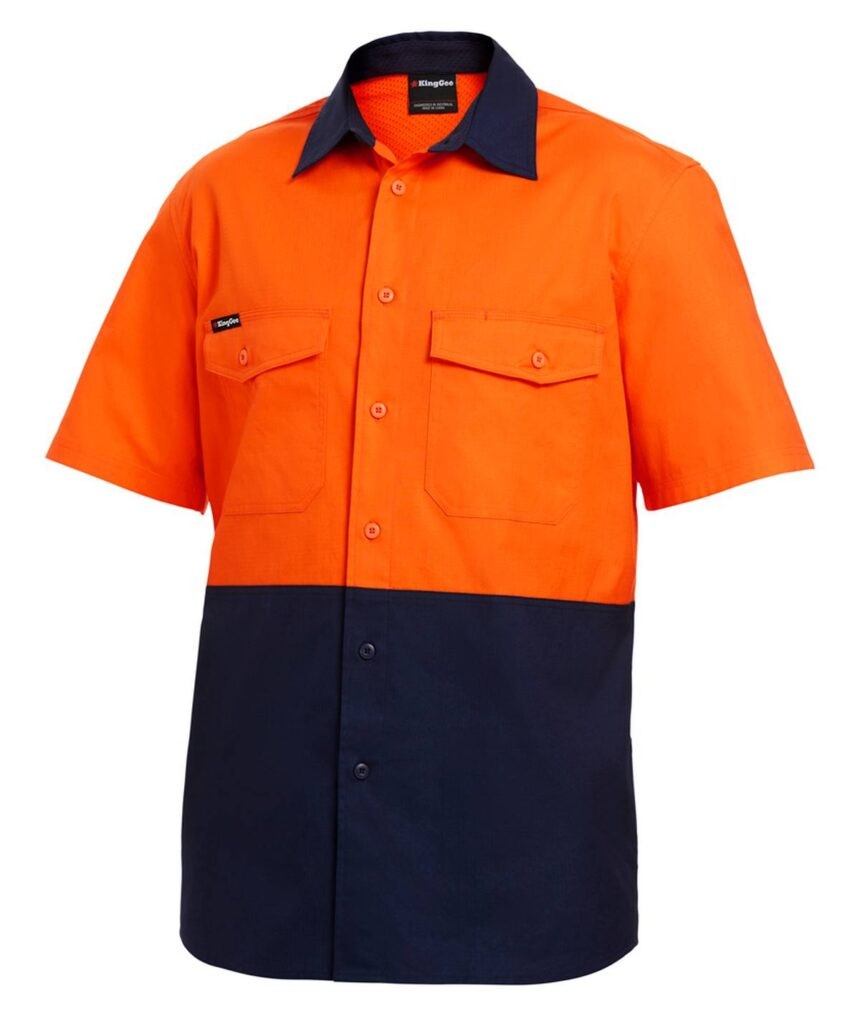 KingGee Mens Workcool 2 Spliced Shirt Short Sleeve - K54875 - KingGee sold by Ideal Workwear www.kingworkwear.com.au