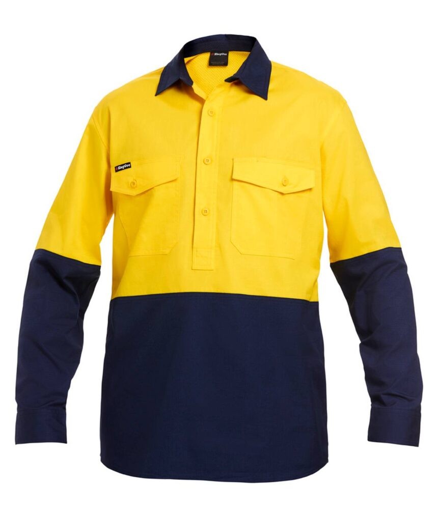 KingGee Mens Workcool2 Spliced Closed Front Shirt Long Sleeve - K54876 - KingGee sold by Ideal Workwear www.kingworkwear.com.au