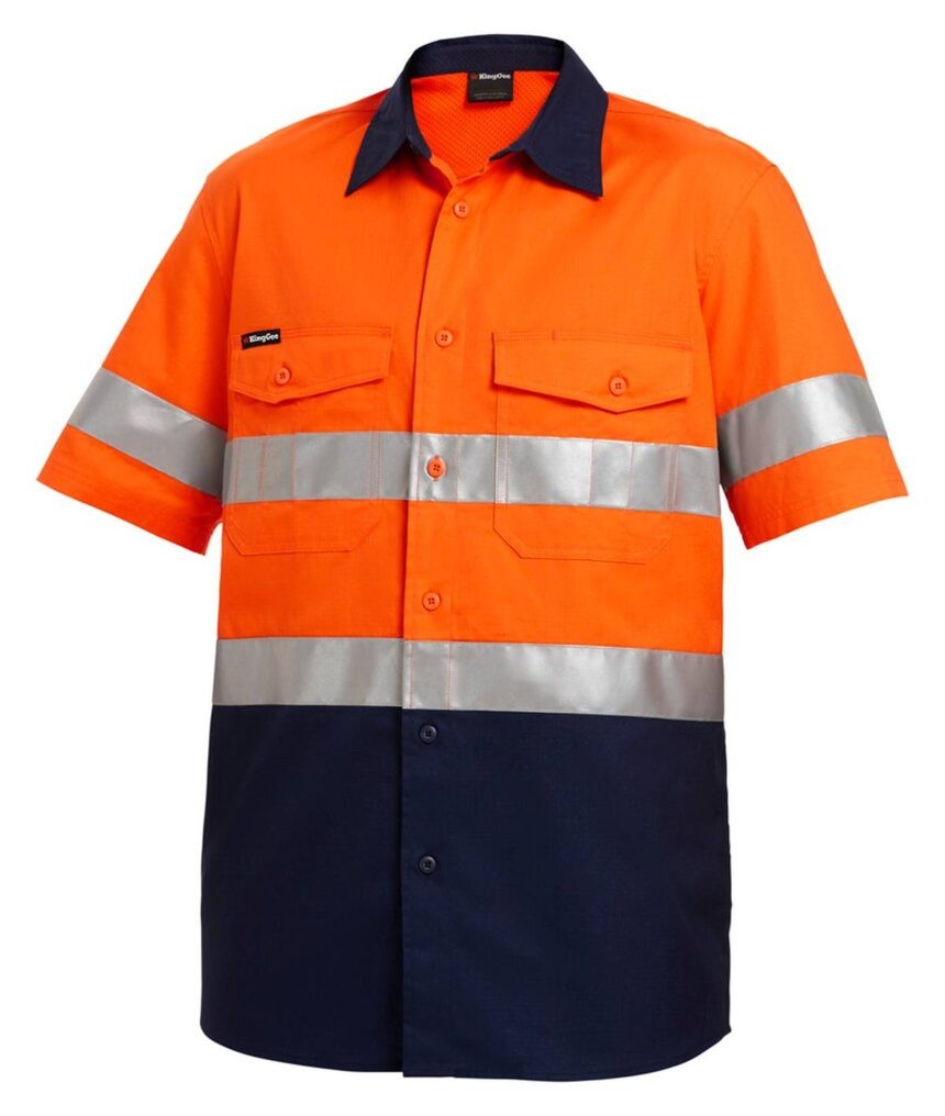 KingGee Mens Workcool2 Reflective Spliced Shirt Short Sleeve - K54885 - KingGee sold by Ideal Workwear www.kingworkwear.com.au