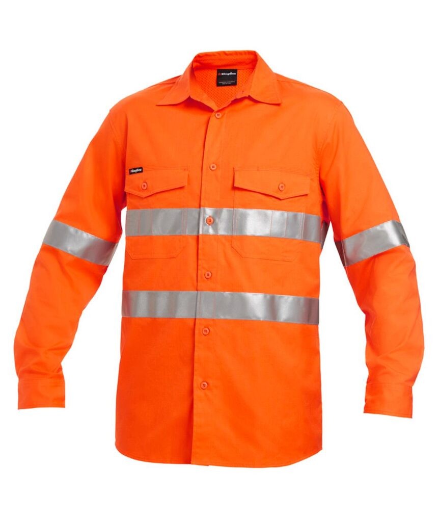 KingGee Mens Workcool2 Hi Vis Reflective Shirt Long Sleeve - K54890 - KingGee sold by Ideal Workwear www.kingworkwear.com.au
