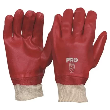 PRO CHOICE PVC27KW 27CM RED PVC / KNIT WRIST GLOVES LARGE sold by Ideal Workwear at www.Idealworkwear.com.au