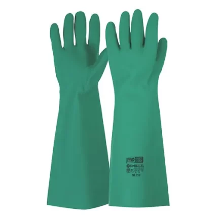 Pro Choice RNU22 45cm Green Nitrile Gaunlet Gloves sold by Ideal Workwear at www.Idealworkwear.com.au