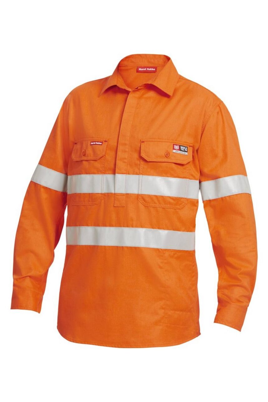 KingGee Shieldtec FR Full Hi-Visibility Closed Front Long Sleeve Shirt With FR Tape - Y04150 - KingGee sold by Ideal Workwear www.kingworkwear.com.au