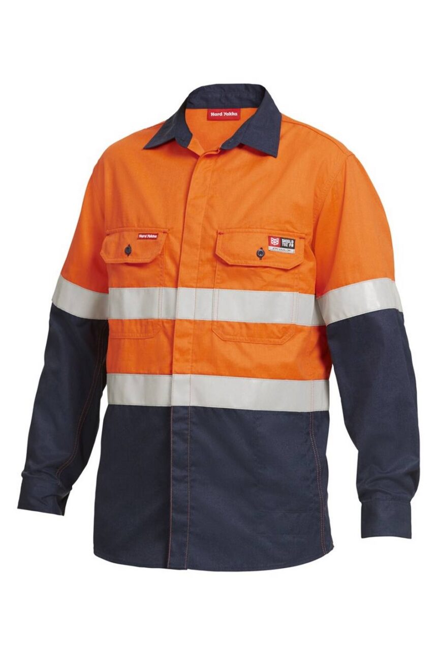 KingGee Shieldtec FR Hi-Visibility Two Tone Open Front Long Sleeve Shirt With FR Tape - Y04350 - KingGee sold by Ideal Workwear www.kingworkwear.com.au