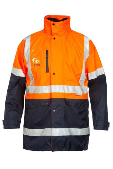 Hard Yakka Foundations Hi-Visibility 4 In 1 Two Tone Jacket With Tape - Y06057 - Hard Yakka sold by Ideal Workwear www.kingworkwear.com.au