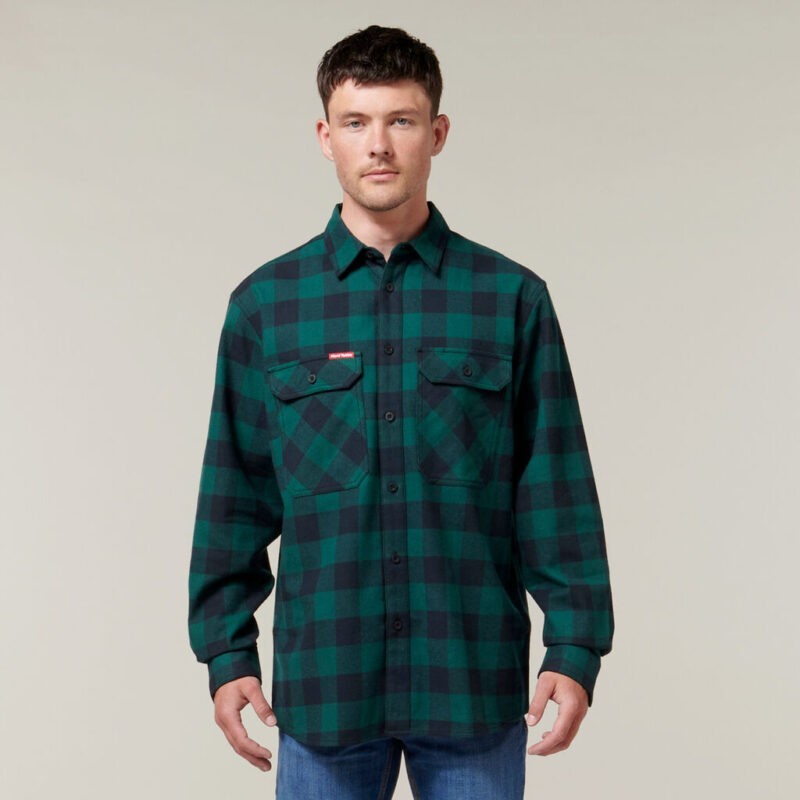 Hard Yakka Foundations Check Flannel Long Sleeve Shirt - Y07295 - Hard Yakka sold by Ideal Workwear www.kingworkwear.com.au