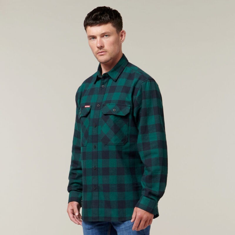 Hard Yakka Foundations Check Flannel Long Sleeve Shirt - Y07295 - Hard Yakka sold by Ideal Workwear www.kingworkwear.com.au