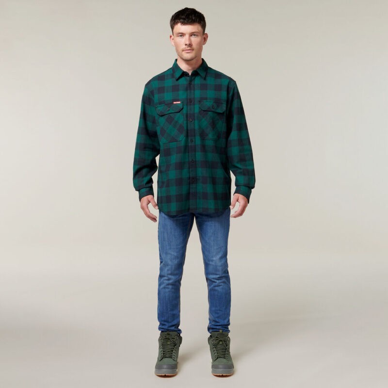 Hard Yakka Foundations Check Flannel Long Sleeve Shirt - Y07295 - Hard Yakka sold by Ideal Workwear www.kingworkwear.com.au