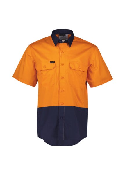 ZW115 - Mens Hi Vis Short Sleeve Shirt - Syzmik sold by Ideal Workwear  www.Idealworkwear.com.au