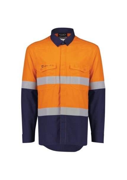 ZW180 - Mens Orange Flame Lightweight Ripstop Spliced Shirt - Hoop Taped - Syzmik sold by Ideal Workwear  www.Idealworkwear.com.au