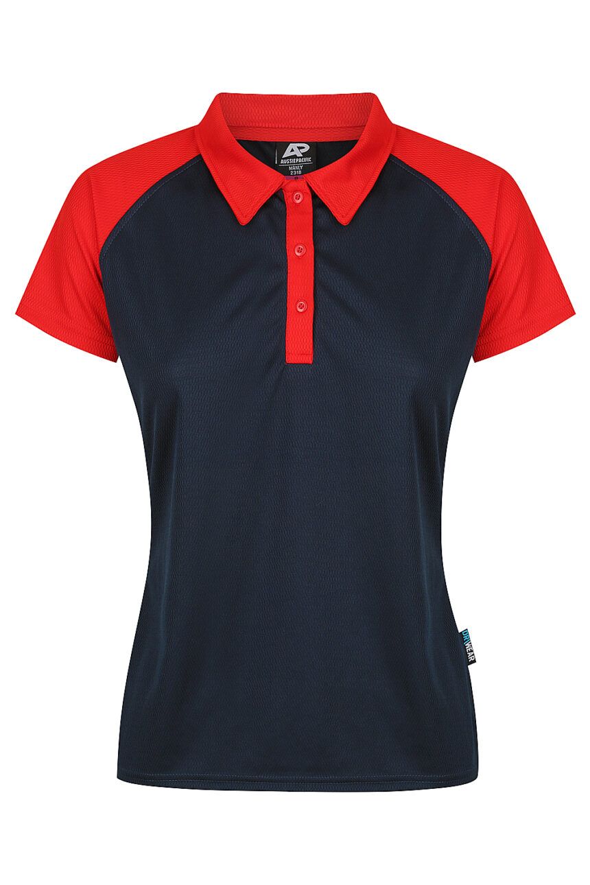 Front View of MANLY LADY POLOS - W2318 -  sold by Ideal Workwear www.Idealworkwear.com.au